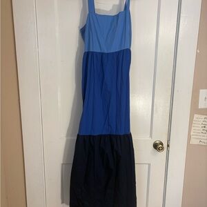 LOFT Blue and Orange Textured Dress